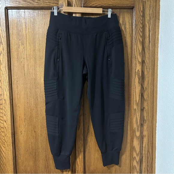 Athleta Women's Venice Moto Black High-Waisted Jogger Pants Black Sz L EUC - Picture 5 of 16